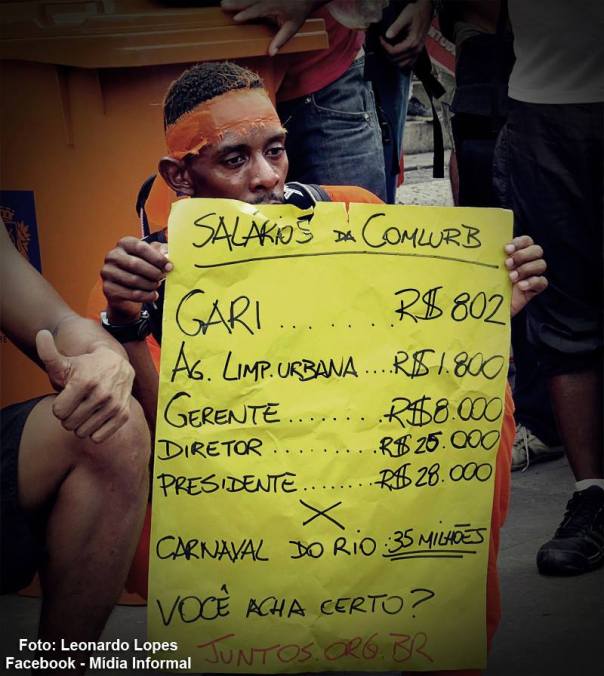 garì sciopero spazzini rio de janeiro #finestrasullafavela (immagine dalla pagina faceboook "Midia informal")